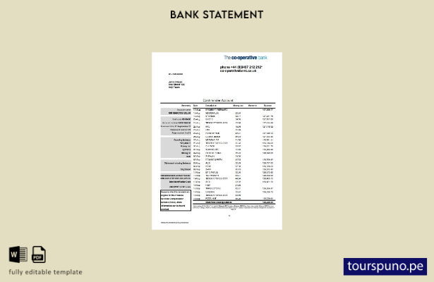 listo para imprimir Plantilla de Excel de extracto bancario de la Cooperativa  1